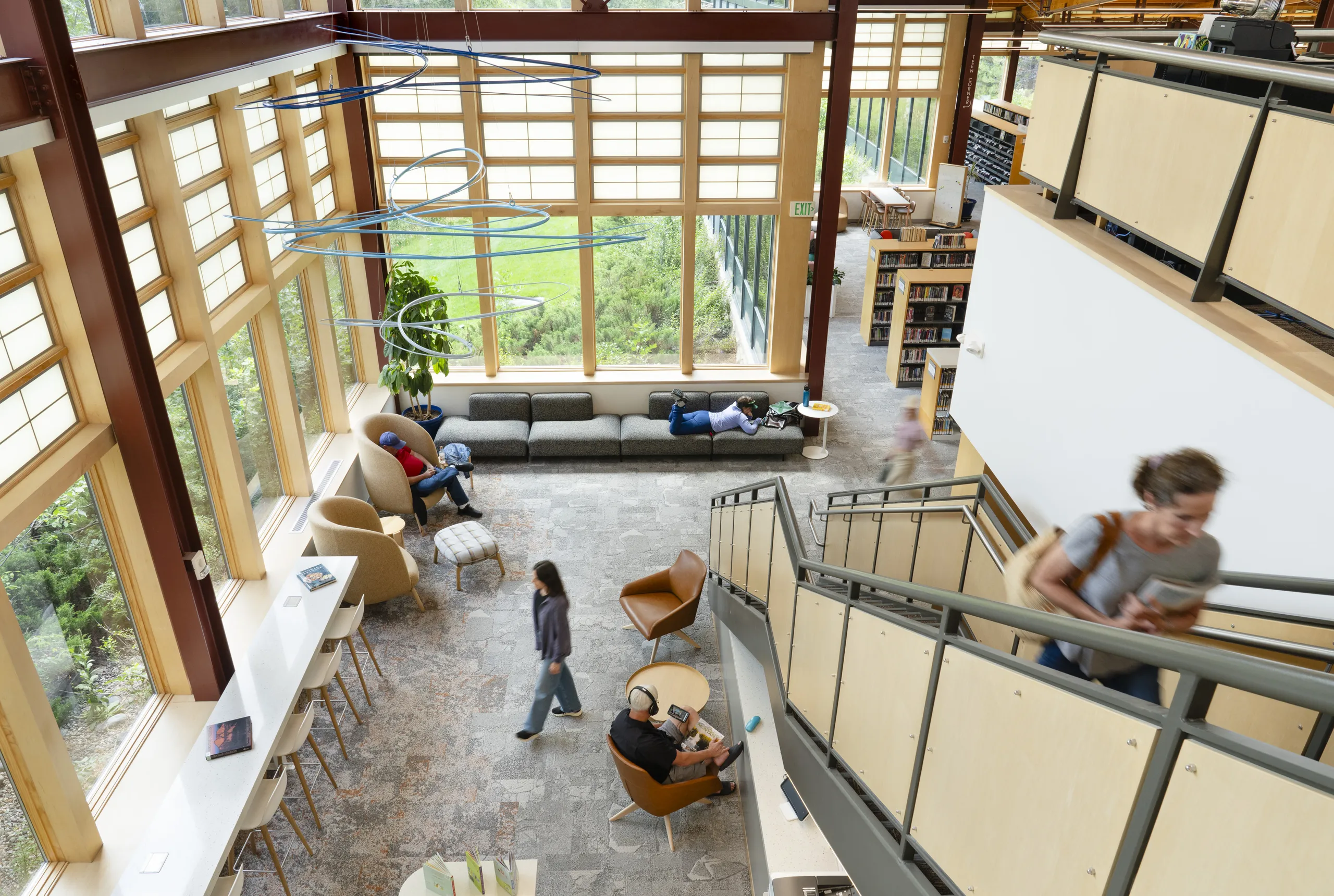 Interior and staircase of Bozeman Public Library Renovation and Interior Design